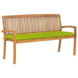 Banc de jardin empilable et coussin 159 cm Bois de teck massif 