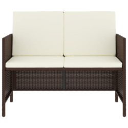  Ensemble à manger de jardin et coussins 6 pcs marron rotin alsavelo 