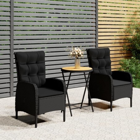 Ensemble de bistro de jardin 3 pcs rotin et bois d’acacia noir 