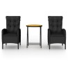Ensemble de bistro de jardin 3 pcs rotin et bois d’acacia noir 