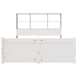 Lit bibliothèque sans matelas blanc 120x200 cm bois pin massif 