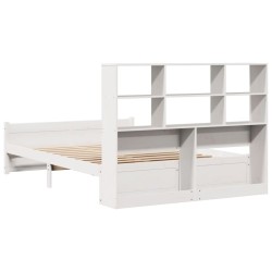 Lit bibliothèque sans matelas blanc 120x200 cm bois pin massif 