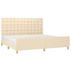 Cadre de lit sans matelas crème 200x200 cm tissu 