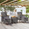Ensemble de bistro de jardin 5pcs Résine tressée et acacia Gris 