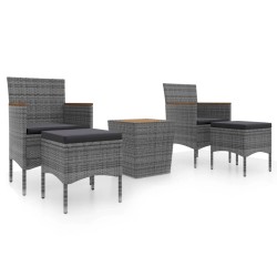 Ensemble de bistro de jardin 5pcs Résine tressée et acacia Gris 