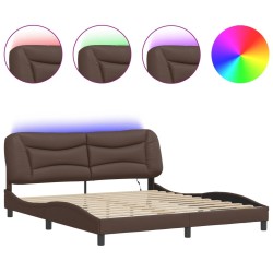 Cadre de lit avec LED sans matelas marron 180x200 cm 