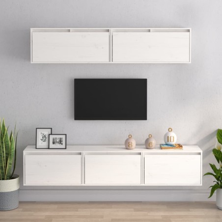 Meubles TV 5 pcs Blanc Bois massif de pin 