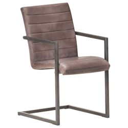 Chaises à manger cantilever lot de 2 marron cuir véritable 