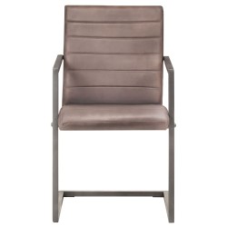 Chaises à manger cantilever lot de 2 marron cuir véritable 