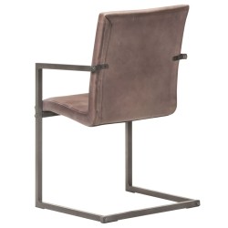 Chaises à manger cantilever lot de 2 marron cuir véritable 