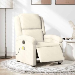 Fauteuil inclinable de massage électrique crème velours 