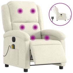 Fauteuil inclinable de massage électrique crème velours 