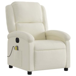 Fauteuil inclinable de massage électrique crème velours 