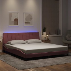 Cadre de lit avec LED sans matelas rose 180x200 cm velours 