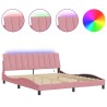 Cadre de lit avec LED sans matelas rose 180x200 cm velours 