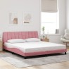 Cadre de lit avec LED sans matelas rose 180x200 cm velours 