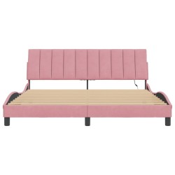 Cadre de lit avec LED sans matelas rose 180x200 cm velours 