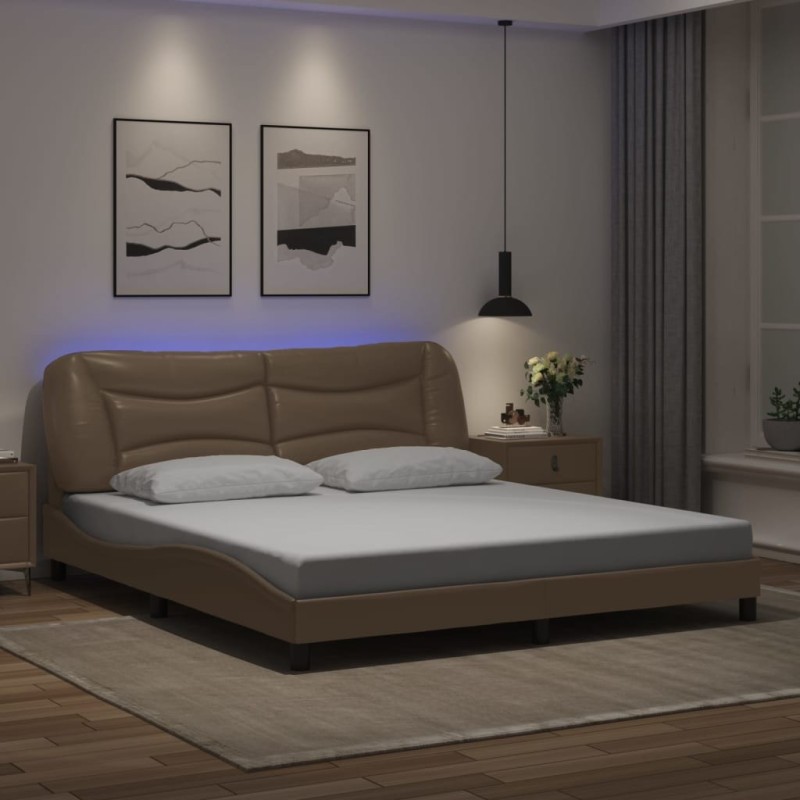 Cadre de lit avec LED sans matelas cappuccino 180x200 cm 