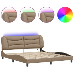 Cadre de lit avec LED sans matelas cappuccino 180x200 cm 