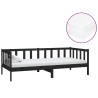 Lit de repos avec matelas 90x200 cm Noir Bois de pin massif 
