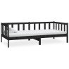 Lit de repos avec matelas 90x200 cm Noir Bois de pin massif 