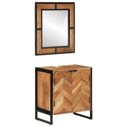 Ensemble de meubles salle de bain 2 pcs fer et bois d'acacia 
