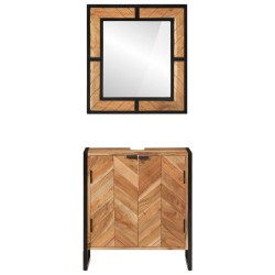 Ensemble de meubles salle de bain 2 pcs fer et bois d'acacia 