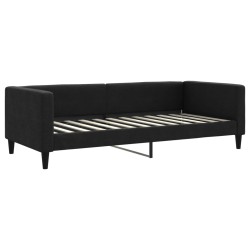 Lit de jour avec matelas noir 90x200 cm tissu 
