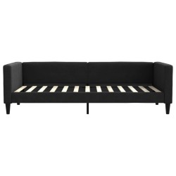 Lit de jour avec matelas noir 90x200 cm tissu 