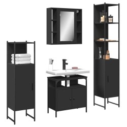 Ensemble d’armoires salle de bain 4 pcs noir bois d'ingénierie 