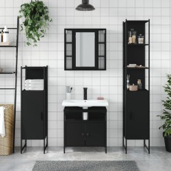 Ensemble d’armoires salle de bain 4 pcs noir bois d'ingénierie 