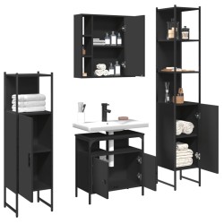 Ensemble d’armoires salle de bain 4 pcs noir bois d'ingénierie 