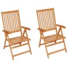 Chaises de jardin lot de 2 et coussins bleu Bois de teck 