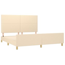 Cadre de lit sans matelas crème 160x200 cm tissu 