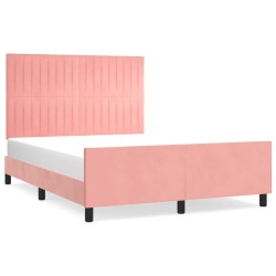 Cadre de lit sans matelas rose 140x200 cm velours 