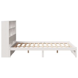 Lit bibliothèque sans matelas blanc 120x190 cm bois pin massif 