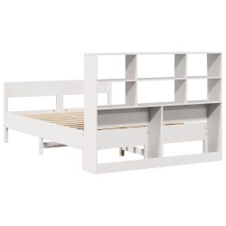 Lit bibliothèque sans matelas blanc 120x190 cm bois pin massif 