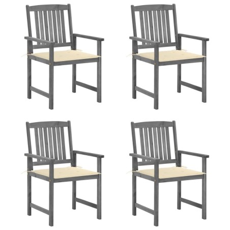Chaises de jardin et coussins lot de 4 Gris Bois acacia massif 