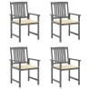 Chaises de jardin et coussins lot de 4 Gris Bois acacia massif 