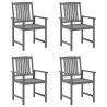Chaises de jardin et coussins lot de 4 Gris Bois acacia massif 