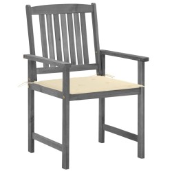 Chaises de jardin et coussins lot de 4 Gris Bois acacia massif 