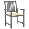 Chaises de jardin et coussins lot de 4 Gris Bois acacia massif 