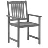Chaises de jardin et coussins lot de 4 Gris Bois acacia massif 
