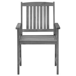 Chaises de jardin et coussins lot de 4 Gris Bois acacia massif 