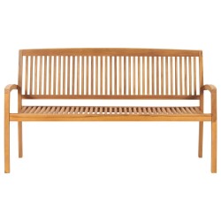 Banc de jardin empilable et coussin 159 cm Bois de teck massif 