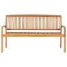 Banc de jardin empilable et coussin 159 cm Bois de teck massif 