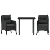 Ensemble à manger de jardin avec coussins 3 pcs Noir 