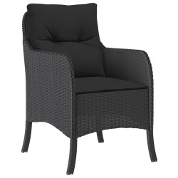 Ensemble à manger de jardin avec coussins 3 pcs Noir 