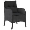 Ensemble à manger de jardin avec coussins 3 pcs Noir 