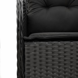 Ensemble à manger de jardin avec coussins 3 pcs Noir 